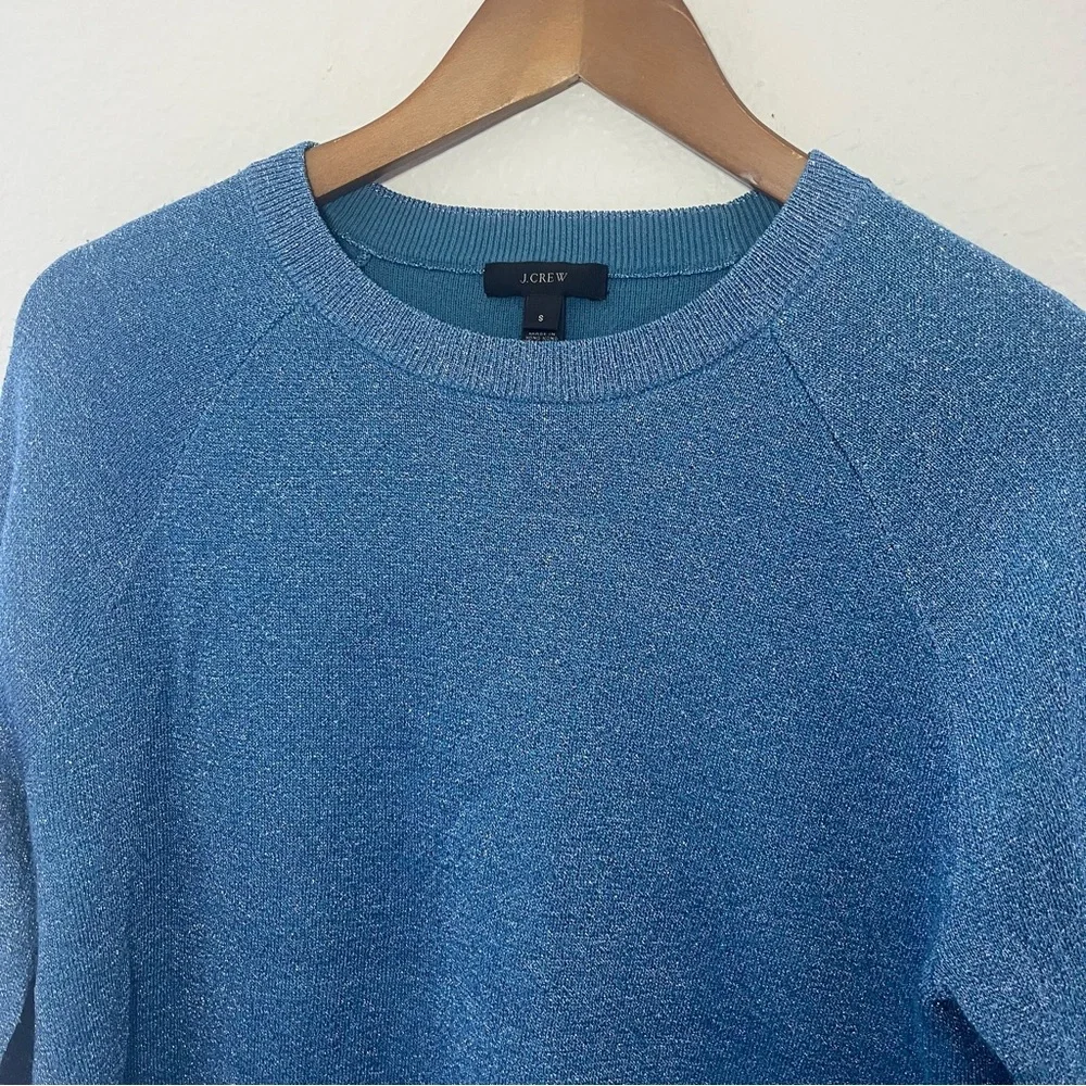J. Crew Metallic Blue Crewneck Sweater Size Small